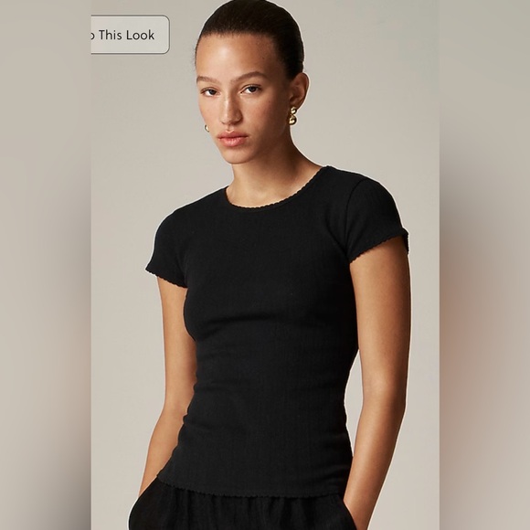 J. Crew Tops - J.Crew Pointelle short-sleeve T-shirt in black